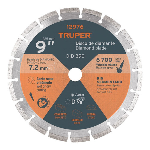 Disco De Diamante Rin Segmentado 9' Truper 12976 | Did-390