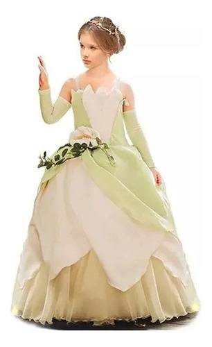 Disfraz De Princesa Tiana Para Cosplay Para Niñas, Vestido,1