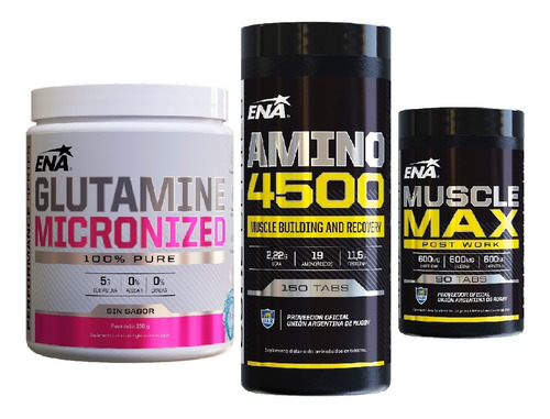 Combo Ena Aminoácidos Glutamina + Muscle Max + Amino 4500