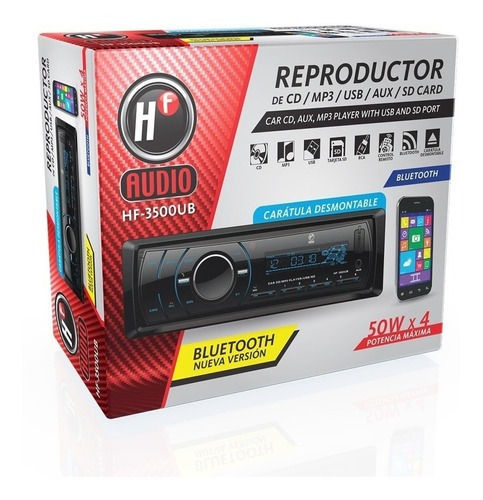 Autoestéreo para auto HF Audio HF-3500UB con USB, bluetooth y lector de tarjeta SD