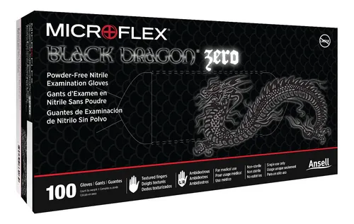 Microflex Black Dragon Zero Bd-100n - Guantes Desechables De