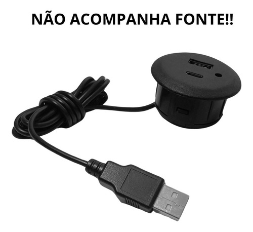 Tomada Para Sofá Usb C E Usb A Embutir Fio De 110cm