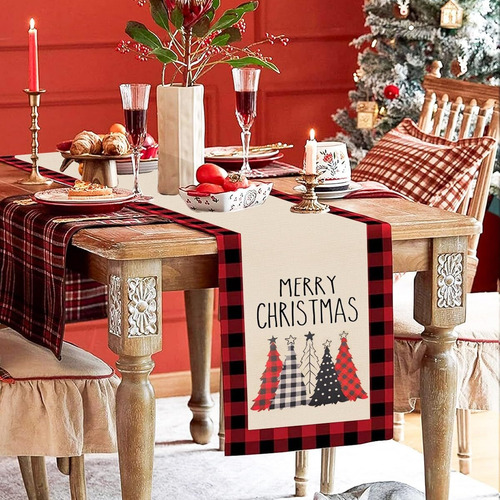 180 * 33 Cm Camino De Mesa Navideño Con Árboles De Navidad