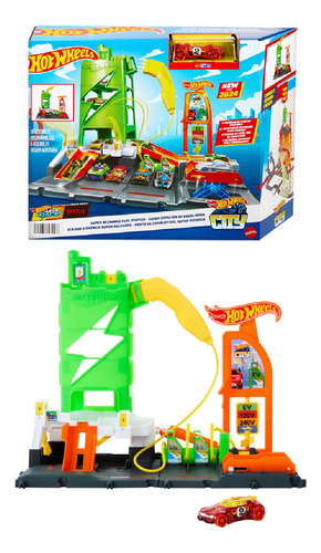 Hot Wheels City Pista De Juguete Súper Estación De Gasolina