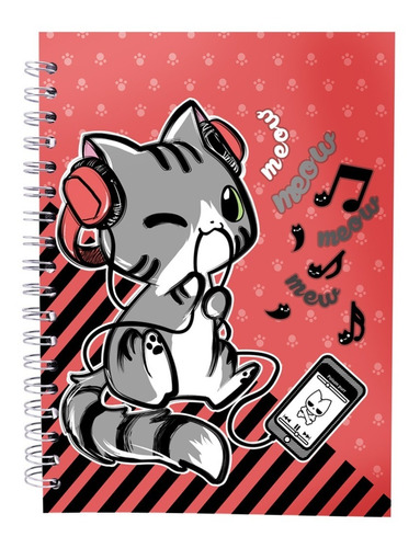 Syanne Libreta Sketchbook Hoja Blanca Gato Music Cat Neko