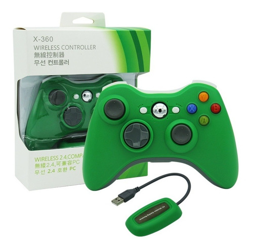 Joystick Inalambrico Xbox 360 Y Pc Con Receptor Usb Verde