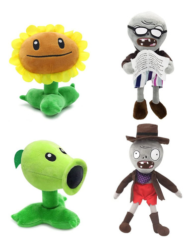 Peluche Plants Vs Zombies De 4 Piezas, Juego Pvz