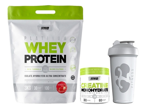 Whey Protein 3 Kg Star Nutrition + Creatina 300 G + Vaso