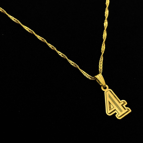 Cadena Y Dije Números Oro 18k 4 - Cuatro 55 Cm