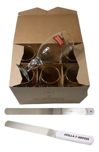 Caja Con 6 Copas Cerveza Stella Artois + Daga Corta Espuma