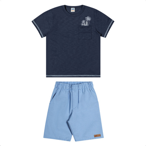 Conjunto Infantil Menino Verão Camiseta Bermuda Marlan 64819