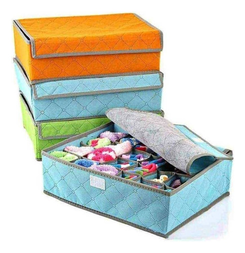 Pack 2 Caja Organizadora Para Ropa Interior Medias Con Tapa 