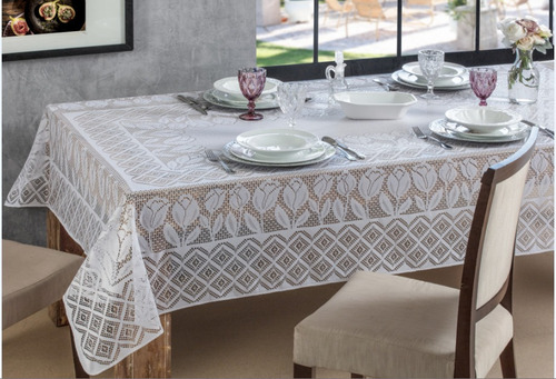 Toalha De Mesa De Renda Branca 1,60m X 1,60m
