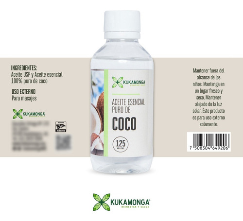 Kit 3 Frascos de Aceite Esencial de Coco 100% Puro | 125 ml lLa esencia natural del coco para todo tu cuerpo lNutre, hidrata y revitaliza tu piel y cabello con la mejor calidad lKukamonga