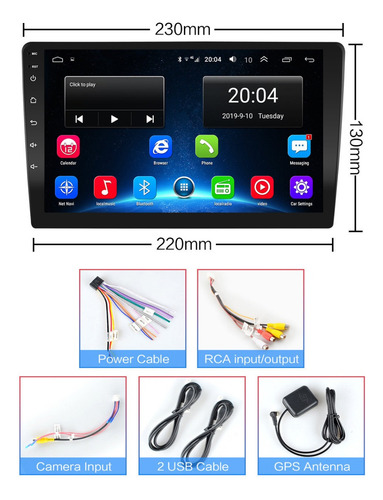 Central Multimídia Android 9 Polegadas Gps Wi-fi Bluetooth