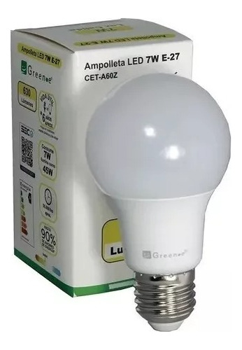 Ampolleta Led Green-e 7w Globo 6500k 630lm 20 Unidades 