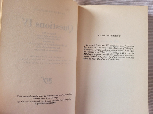 Questions 4 Martin Heidegger Gallimard En Frances