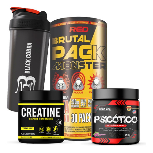 Kit Red Animal Brutal pack Monster creatina pré treino coque sabor natural