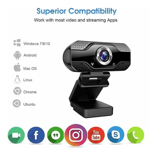 Webcam Stand+1080p Hd Câmera Usb Com Microfone