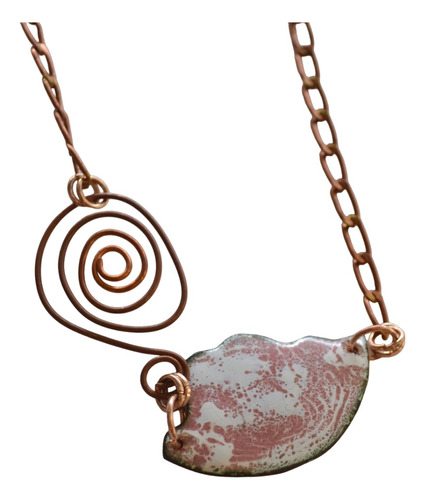 Collar Rosa Espiral,  Cobre, Esmalte, Cuadro Abstracto, Cod1