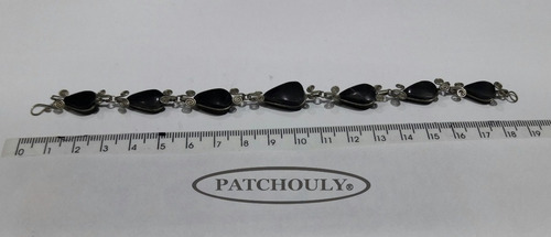Imagen 6 de 6 de Pulsera 7 Piedras Obsidiana Alpaca Gota/lagrima Hecha Mano