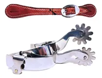Comprar Espora Quarto De Milha Inox Cavalo + Correia Couro Inox