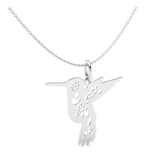 Imagen 2 de 10 de Collar De Colibrí De Plata 925 Con Flores Agálea Mujer 45 Cm