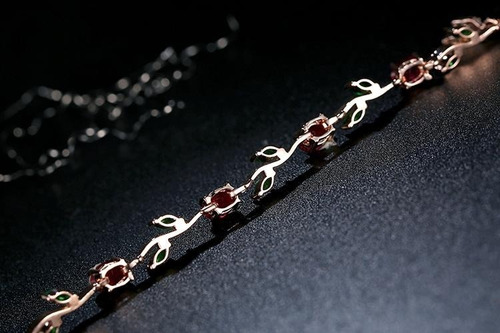Pulsera Mujer Brazalete Rosas Elegante Circonita