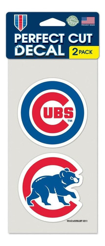 Conjunto De 2 Calcomanías Troqueladas De Chicago Cubs