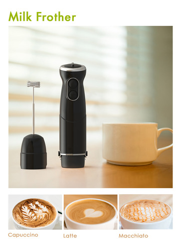 Liquidificador Manual 3 Em 1 De 500 W, 6, Turbo, Whisk & Fro
