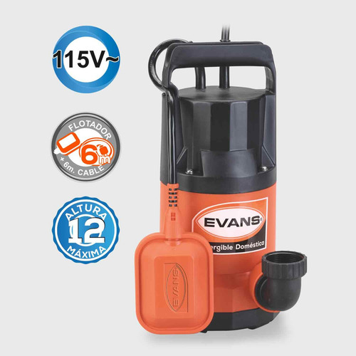 Bomba Sumergible Para Cisterna 1/2 Hp 110v Sla1.5me050 Evans