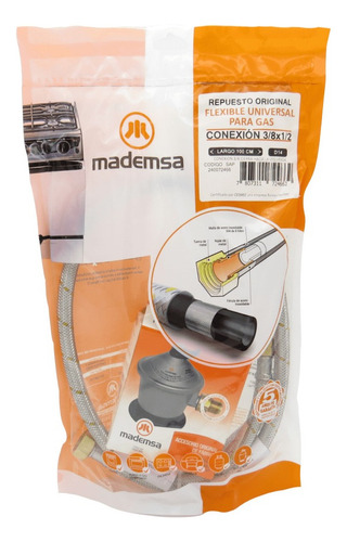 Kit Mademsa Regulador De Gas 15kg Y Flexible 3/8x1/2