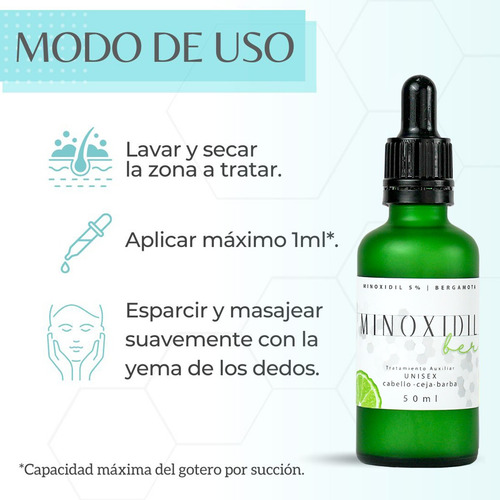 Auxiliar Capilar Minoxidil 5% + Concentrado De Bergamota50ml