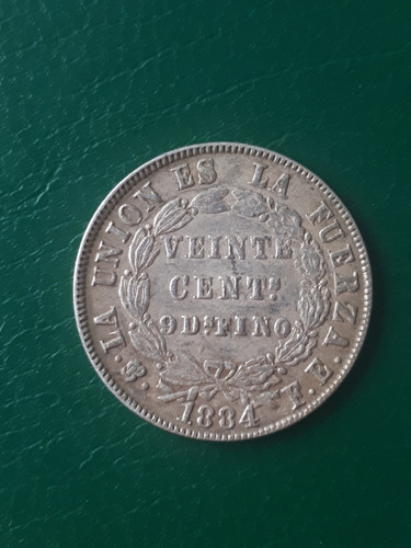 Bolivia 1884 Fe 20 Centavos Plata Excelente Estado (Usado)