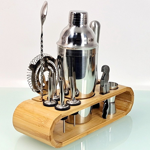 Kit Coqueteleira Inox Para Caipirinha E Drink + Suporte