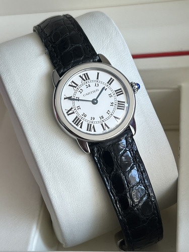 Reloj Cartier Ronde Solo Negro Plateado Blanco (Usado)