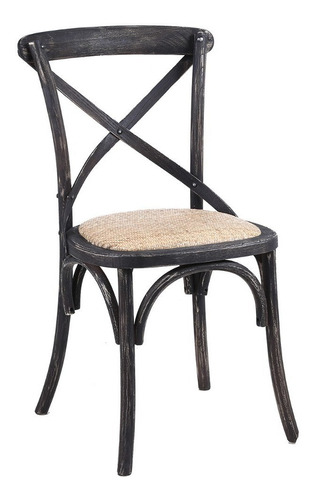 Silla Ratán Recta Negra / Muebles América