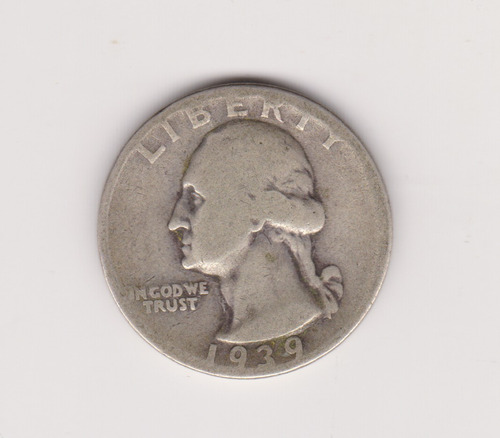 Moneda Eeuu 1/4 Dolar Año 1939 Plata Bueno