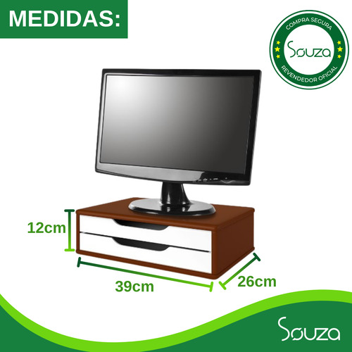 Suporte Para Monitor Cpus 2 Gavetas Souza Marrom