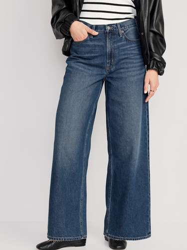 Jeans Mujer Old Navy Wide-leg Tiro Extra Alto Azul