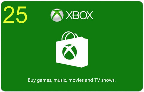 25 Xbox Gift Card One Y 360 Compras Juegos Código Original