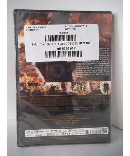 Los Juegos Del Hambre Sinsajo Parte 1 Dvd