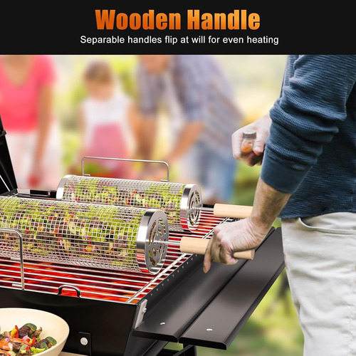 Cestas Para Asar Con Ruedas Para Parrilla Al Aire Libre 2 Pz