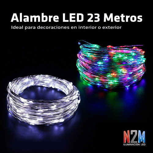 Imagen 6 de 10 de Alambre Luces Led 23 Metros Azul Exterior 220v Navidad