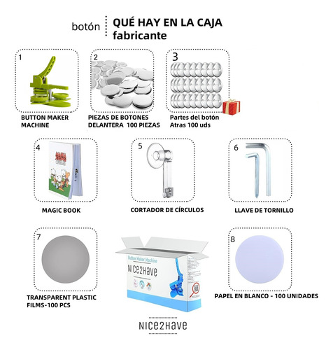 25mm Máquina Para Fabricar Botones Insignia Kit+100 Chapitas