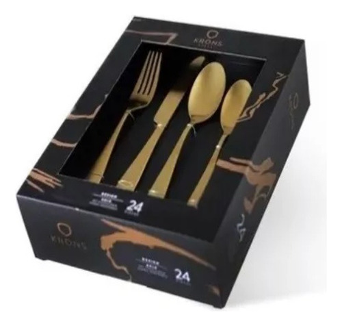 Set De Cuchillería De 24 Piezas Gold Krons Color Dorado