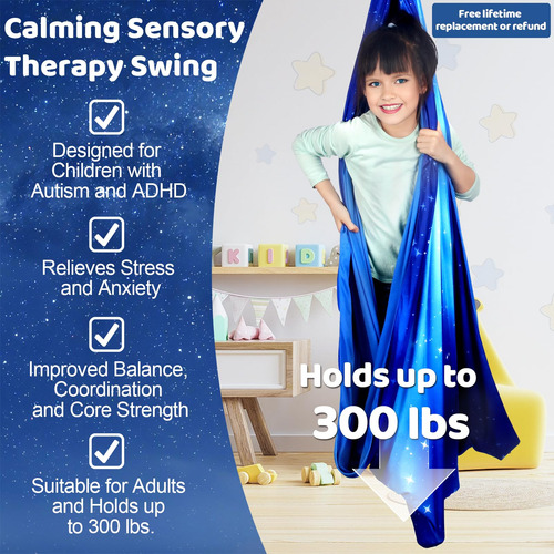 Columpio Sensorial Doble Capa Para Niños Y Adultos 300 Lbs Azul (star Blue)
