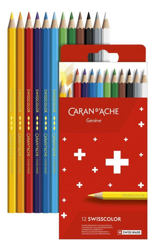 12 Lápis de Cor Swisscolor Cardboard Permanente Caran d'Ache