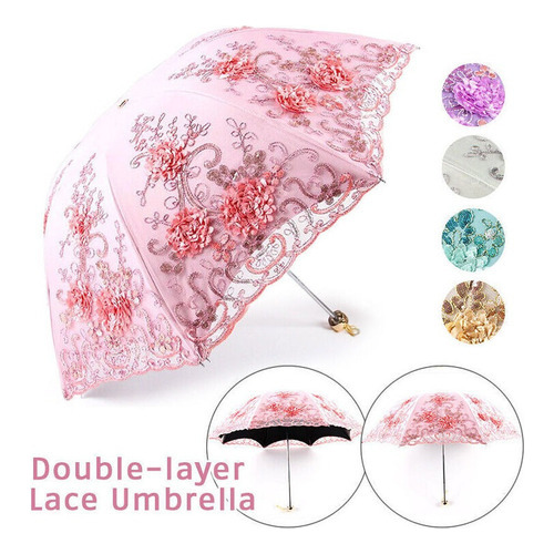 Parasol De Encaje Bordado  Sombrilla De Lluvia Anti-uv