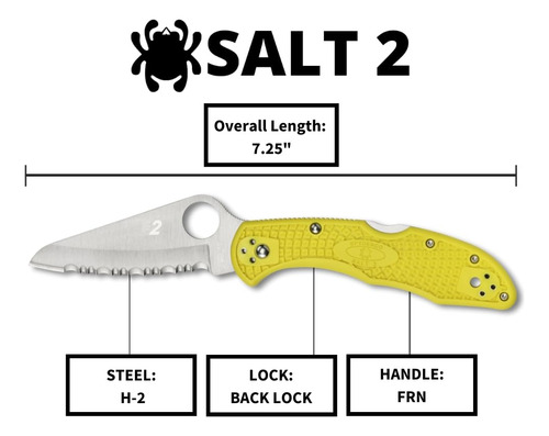 Cuchillo Spyderco Salt 2 Con Hoja De Acero H-1 De 3 Pulgadas